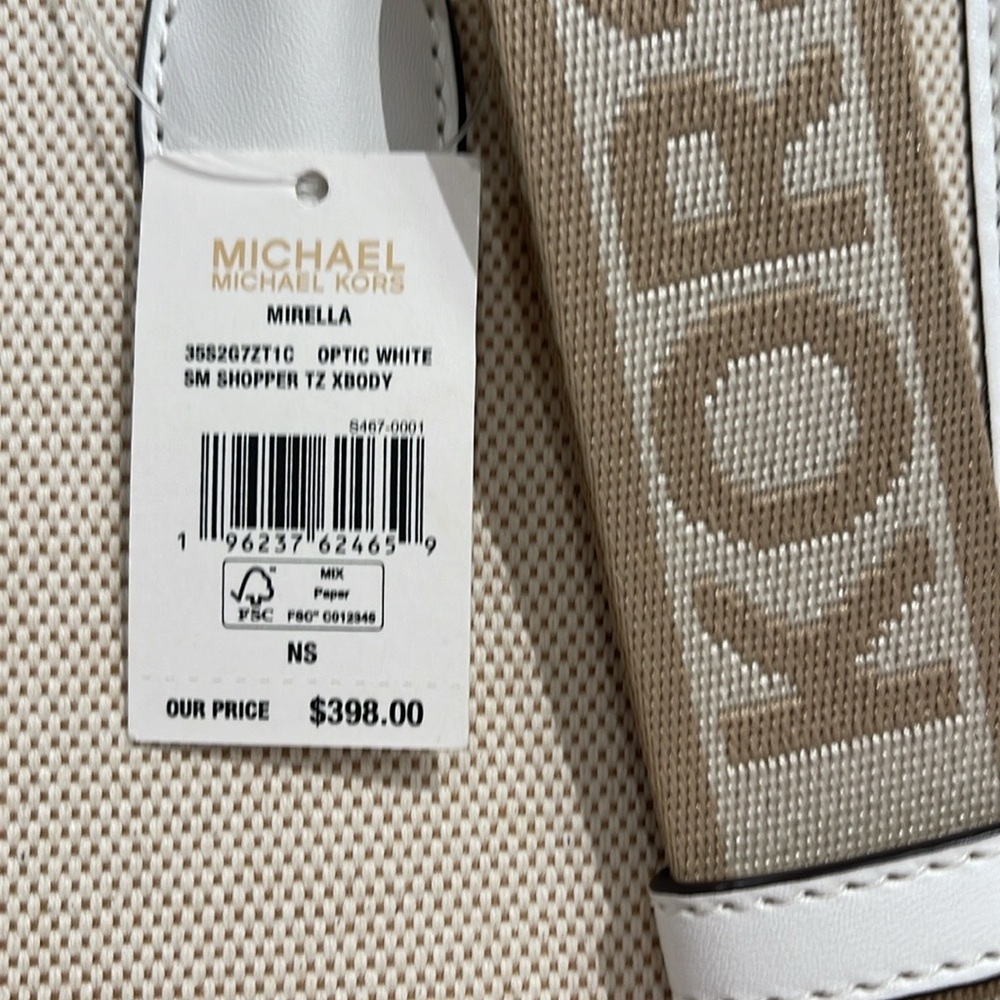 Michael Kors Mirella Small Shopper Top Zip Logo Crossbody XBODY
Optic White
NW - Picture 11 of 16